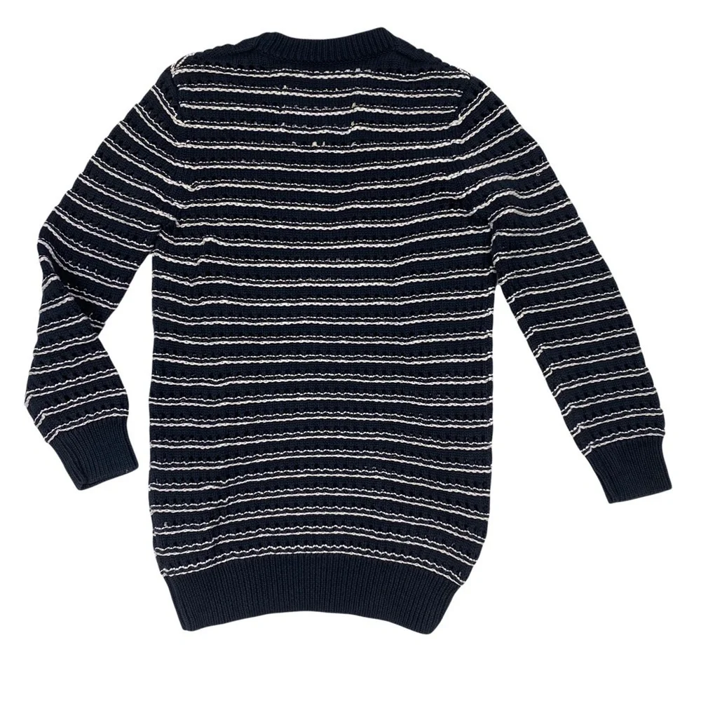 JACK WILLS Navy Blue & White Striped Knit Crewneck Sweater